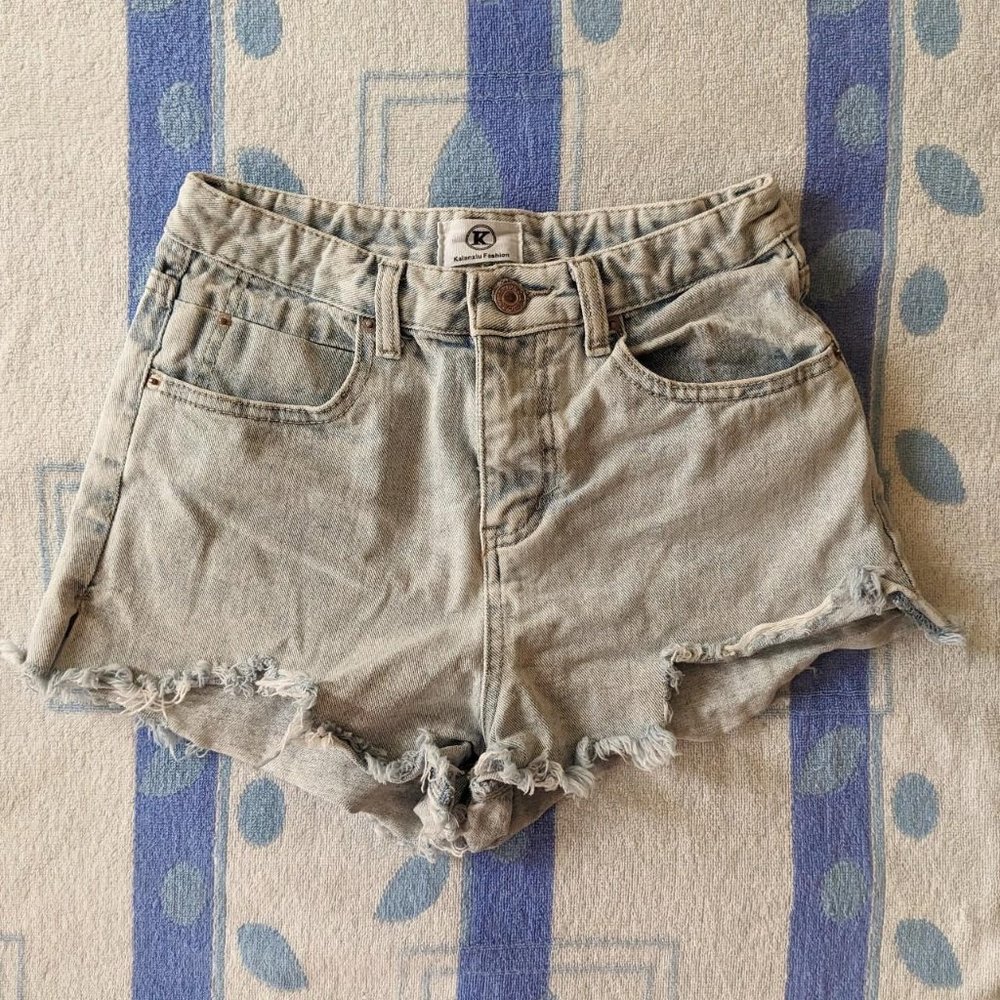 Cutoff Bleached Denim Shorts size S